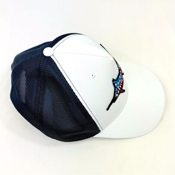 Vineyard Vines Patriotic Swordfish Red White Blue Mesh Trucker SnapBack Cap - Picture 4 of 11